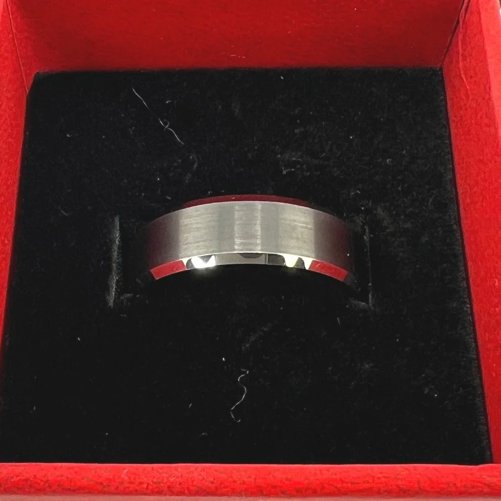 Thorsten Tungsten‎ Carbide Ring Black Silver Band Mens Wedding Band Size 10